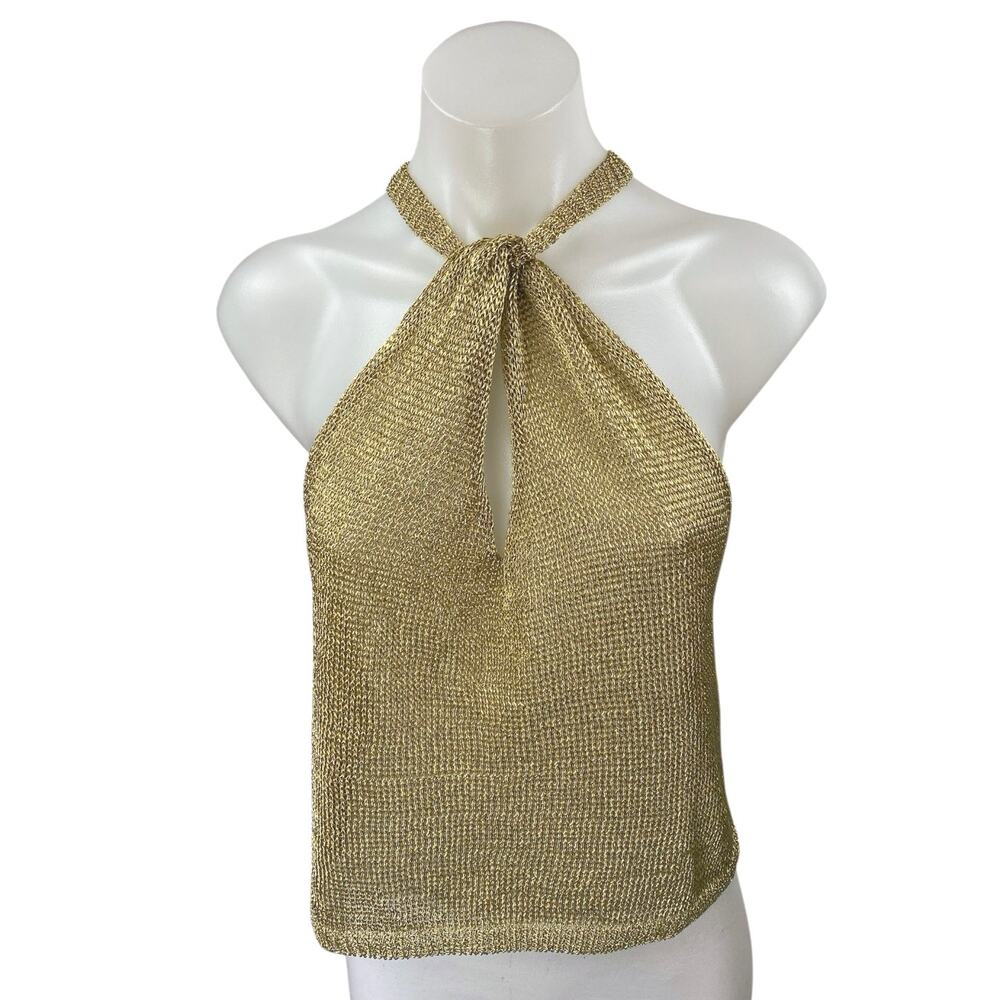 superdown Gold Halter Tank Top